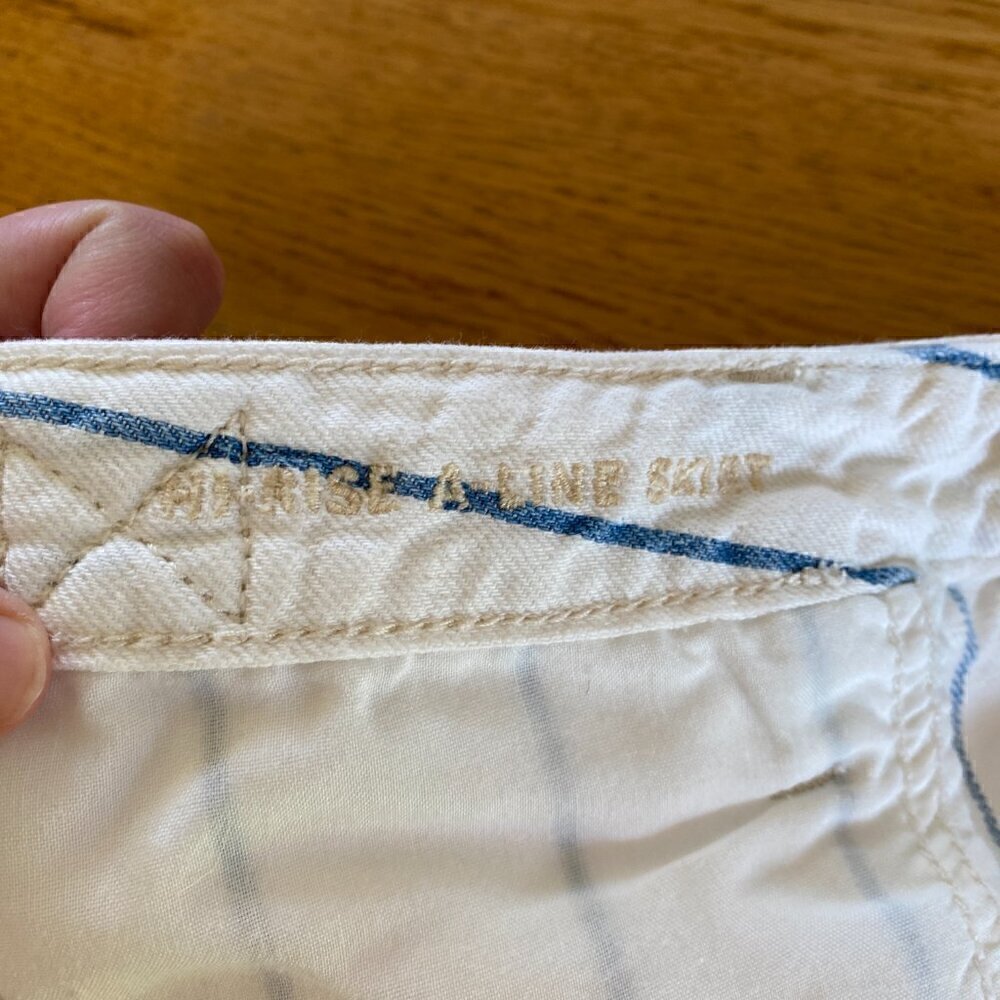 American Eagle Blue White Mini Stripe Denim Skirt Size 14 Regular - Picture 7 of 9